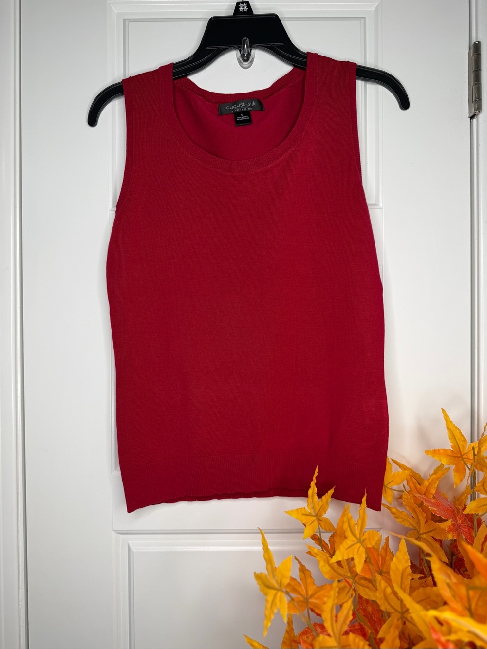 August Silk Red Sleeveless Knit Tank Top